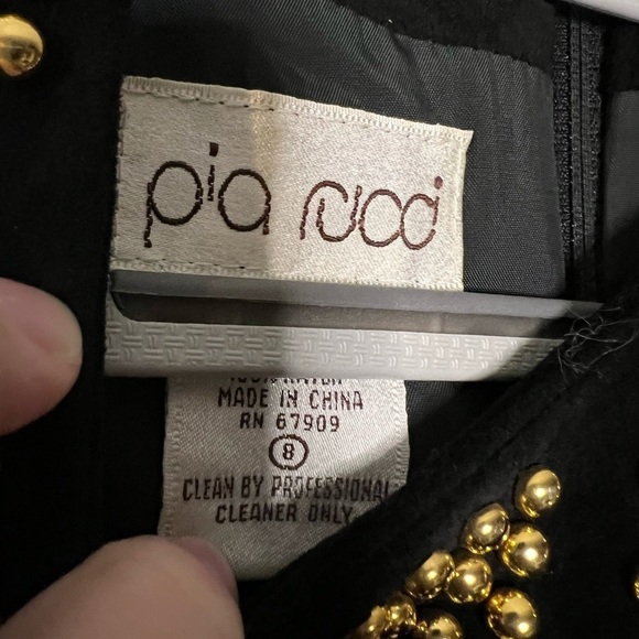 Pia Rucci Black Suede Cocktail Dress - Gold Studded Modern Sheath - Picture 3 of 8